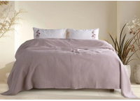 Постельное белье Washed Cotton Turkiz - Gul Tomurcuk с вышивкой и покрывалом (Turkey), евро
